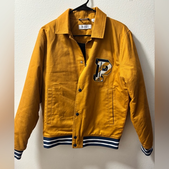 Penguin by Munsingwear Men's Mustard Varsity Jacket with Emblem